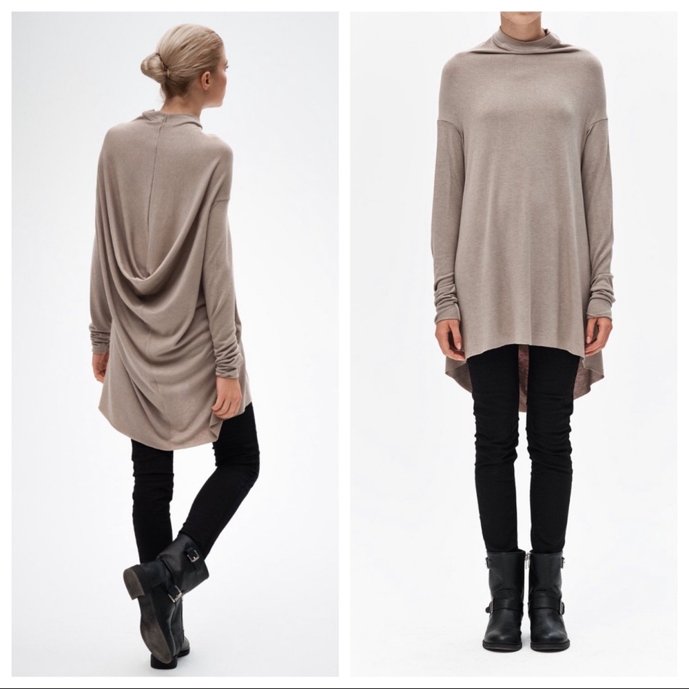 Long Sleeve Tunic Top with Drape